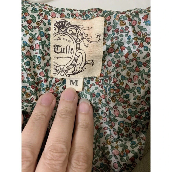 Anthropologie Tulle Tiered Short Sleeve Denim Floral Lined Jacket Size M - Picture 4 of 9